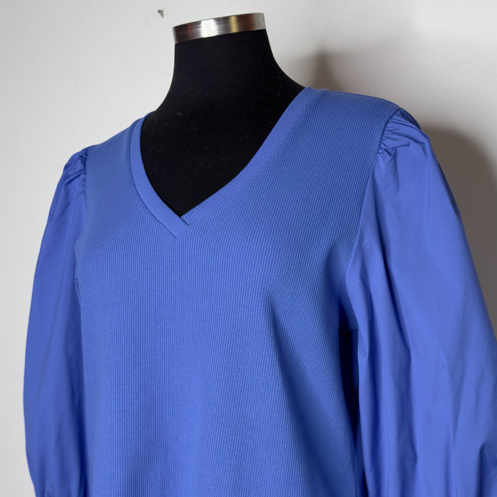 Chico's Balloon Sleeve Mixed Media Top - Size Large