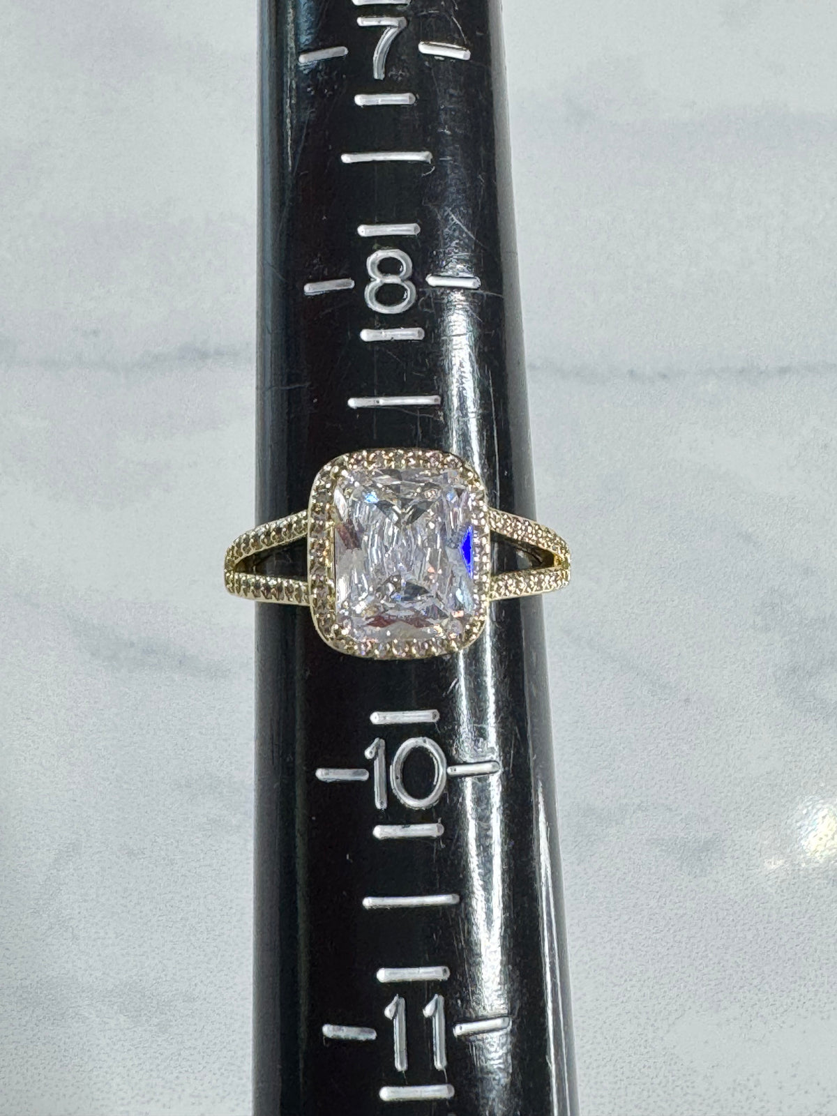 Radiant Cut Halo Engagement Ring With Pavé Split Shank - Size 9
