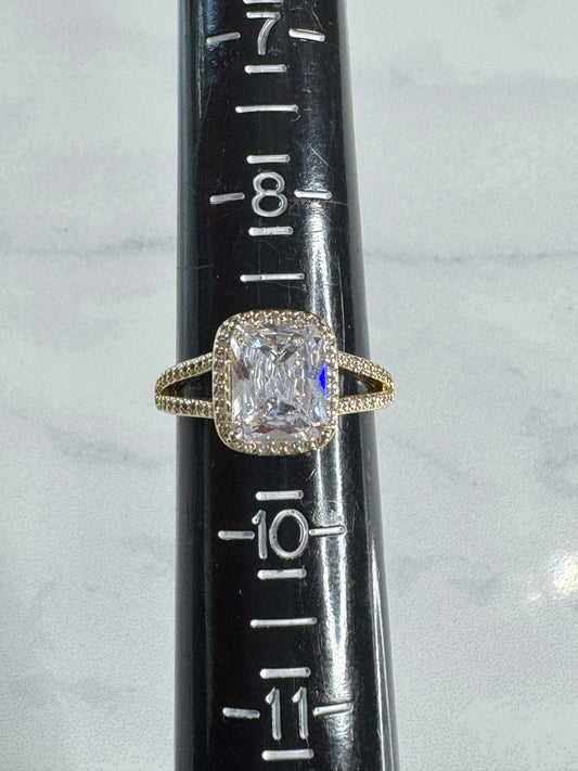 Radiant Cut Halo Engagement Ring With Pavé Split Shank - Size 9