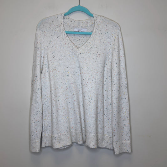 Loft Flecked Relaxed V-Neck Sweater - Size XL