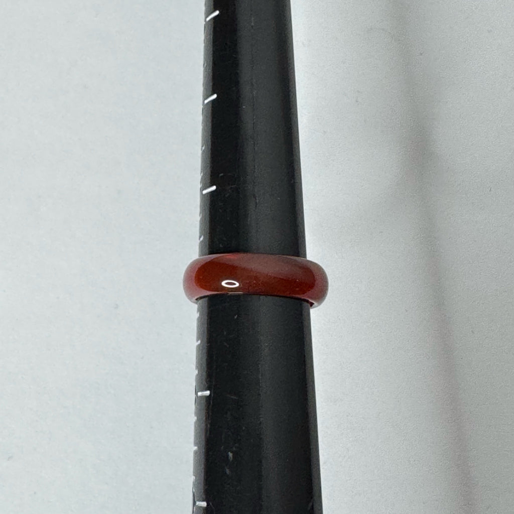 Translucent Red Agate Carnelian Carved Stone Ring - Size 8