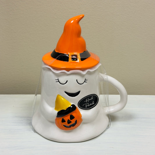 Hand Painted Ghose Mug w/Lid