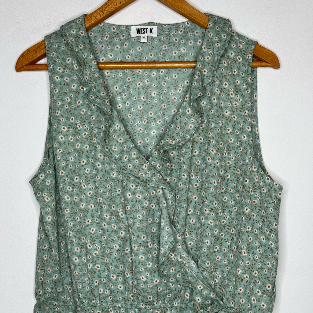 West K Faux Wrap Floral Sleeveless Top - Size XL