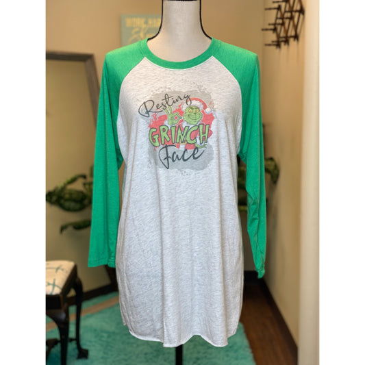 Resting Grinch Face Graphic Tee - Size Medium