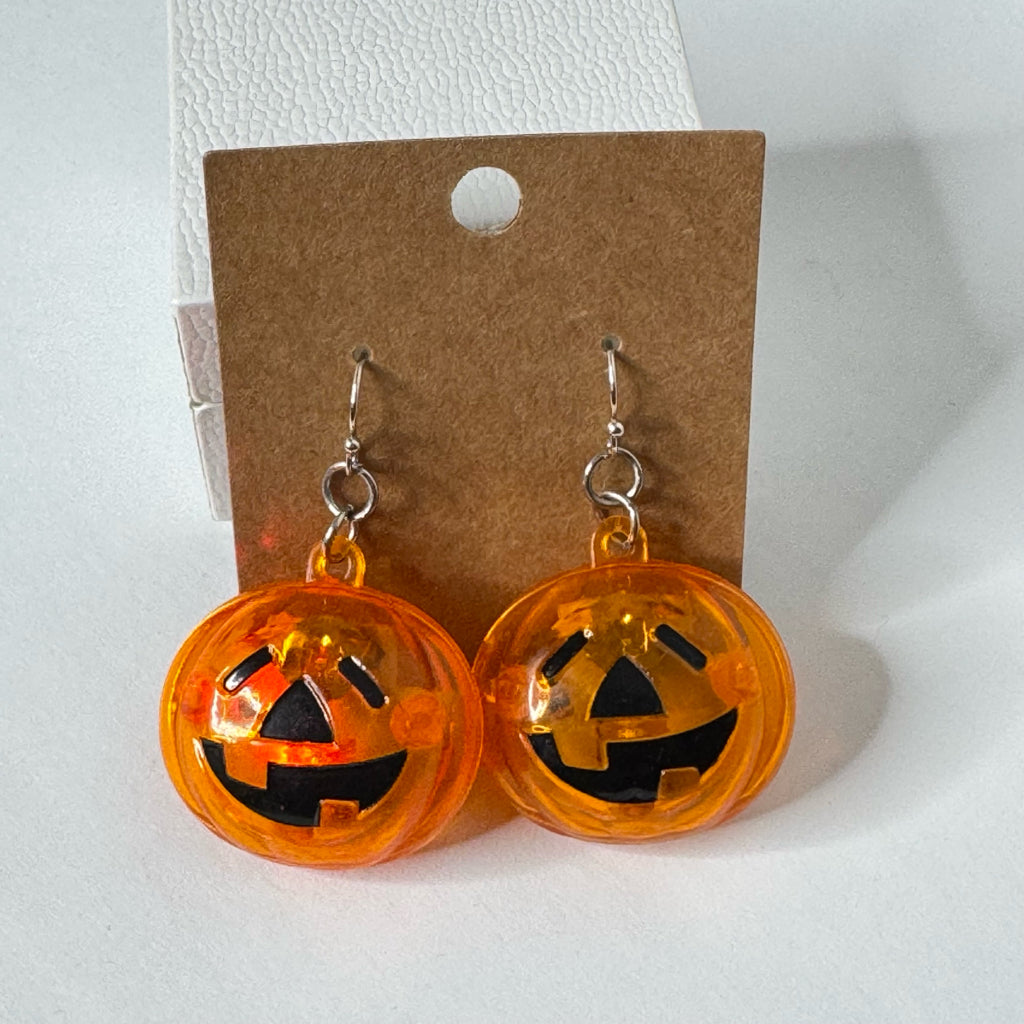 Flashing Pumpkin Dangle Earrings
