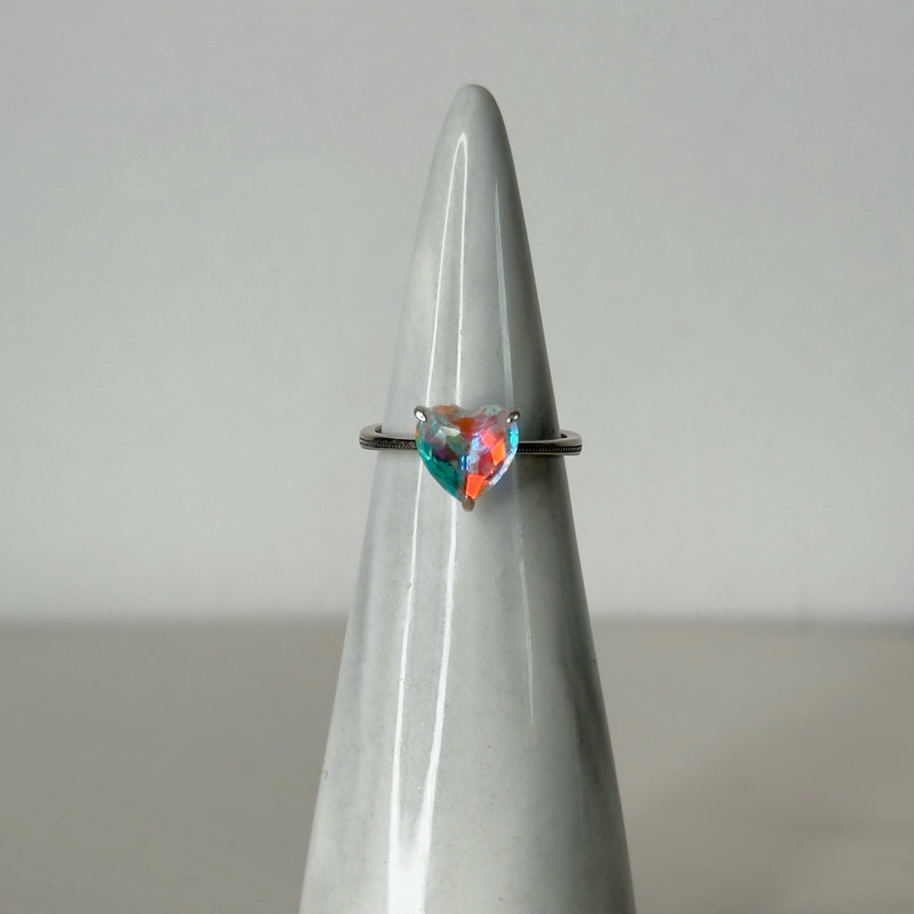 Rainbow Light Heart Ring - Size 5