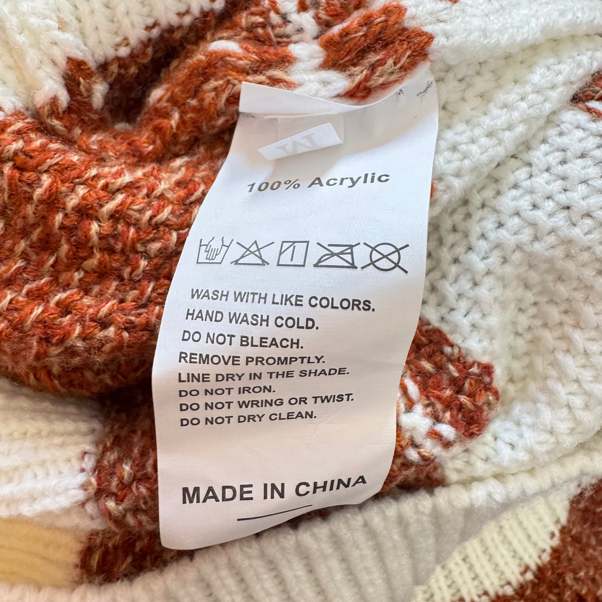 Brown & White Cropped Sweater - Size Medium