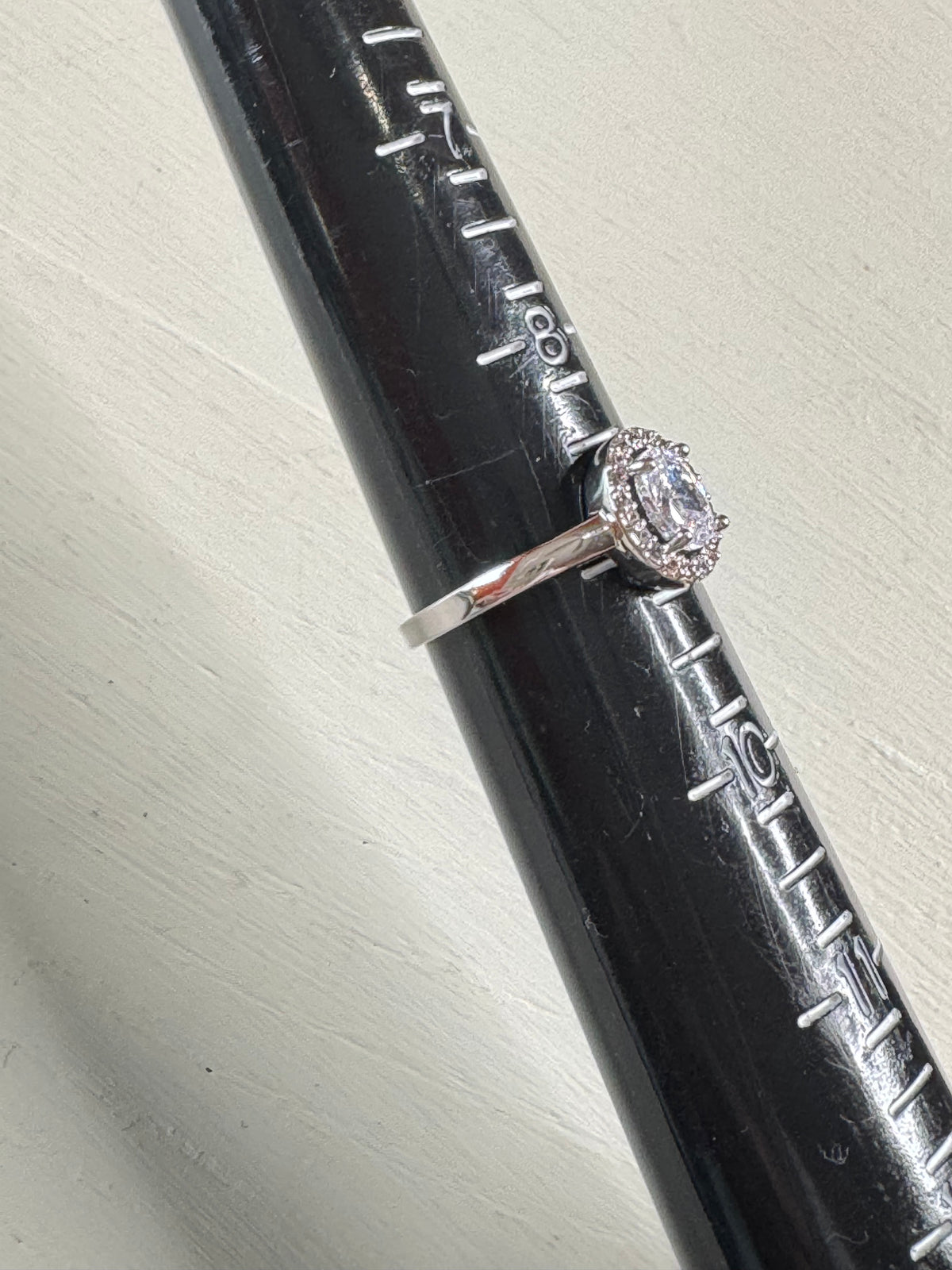 Elegant Oval Cut Simulated Diamond Halo Ring - Size 9