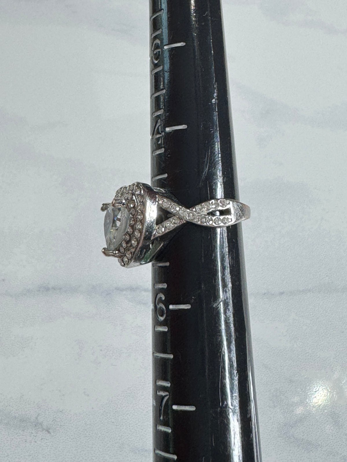 Sparkly Heart-Shaped Statement Ring - Size 5