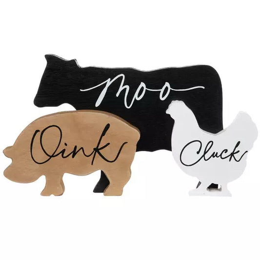 Moo, Oink & Cluck Wood Decor