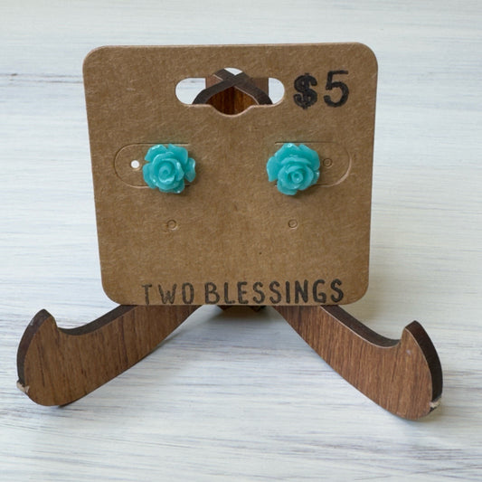 Two Blessings Earrings - Flower - Turquoise
