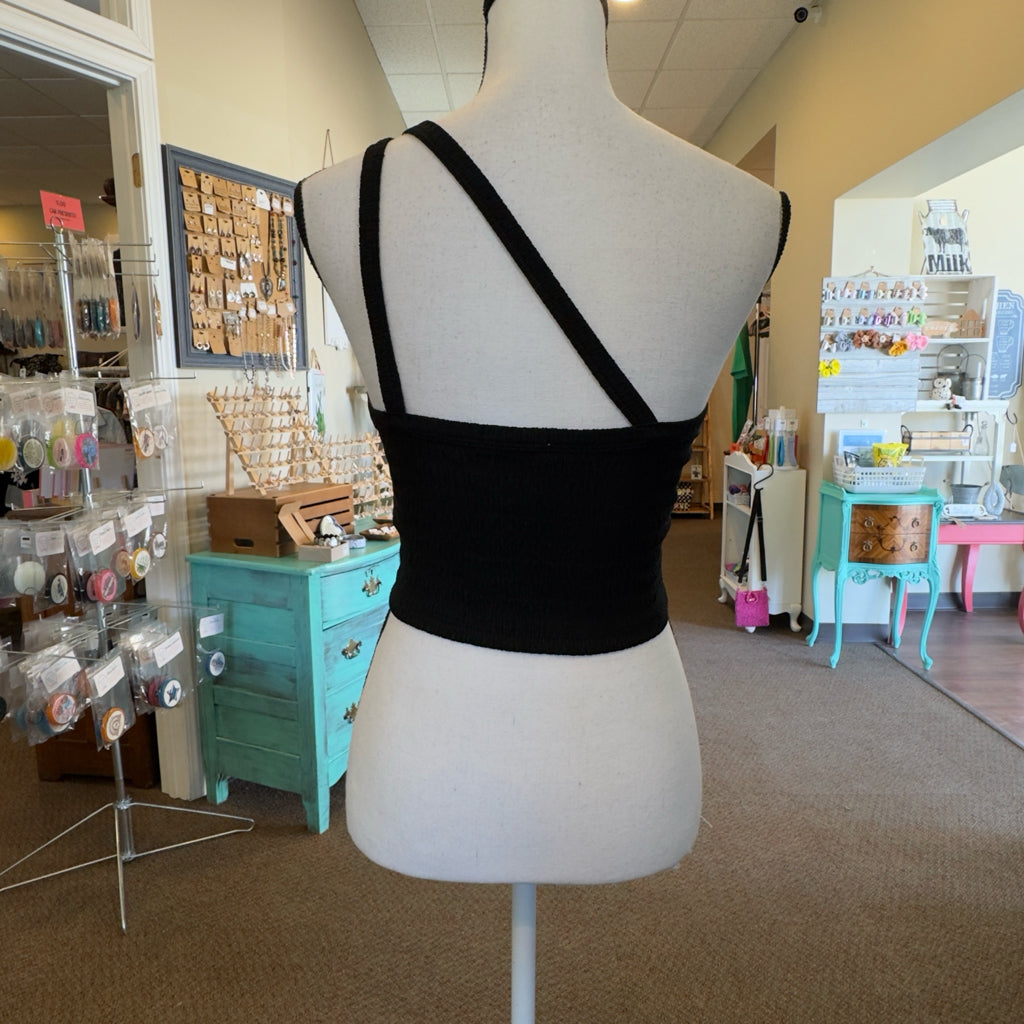 American Eagle One Shoulder Cropped Tank Top - Size Medium