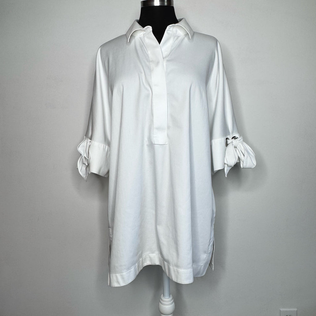 Chico's No-Iron Chic Stretch Elbow Sleeve Tie Top - Size XXL