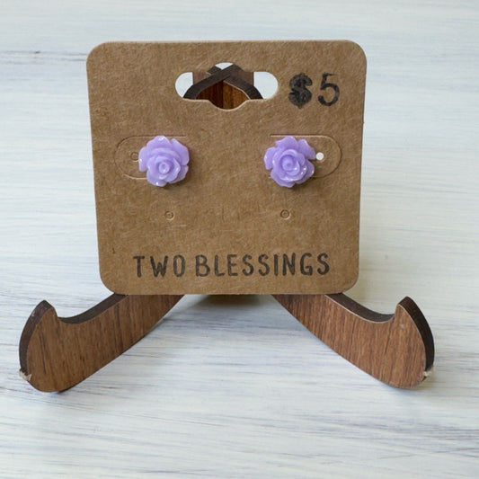 Two Blessings Earrings - Flower - Purple