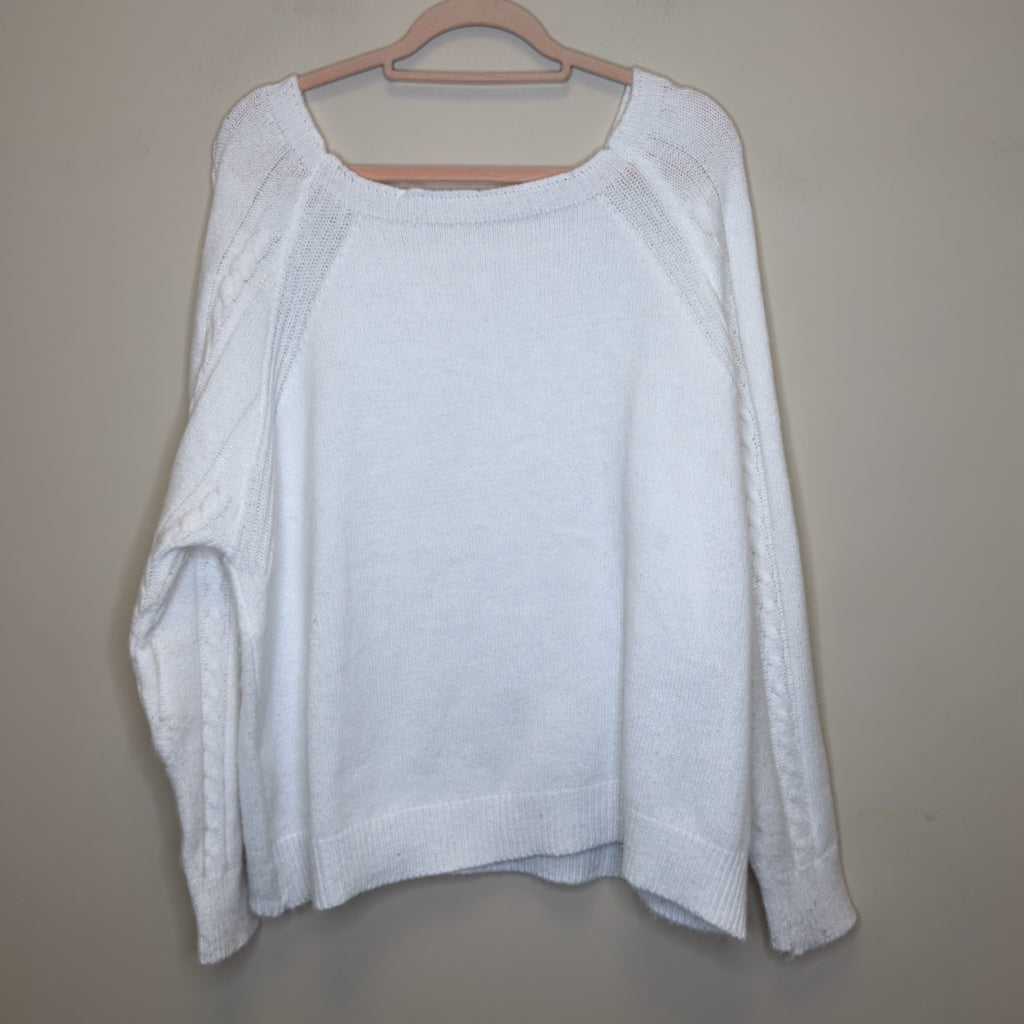 White Cable Knit Sweater - Size 2X