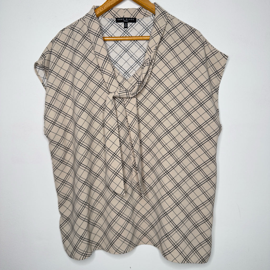 Como Black Plaid Top - Size 1X