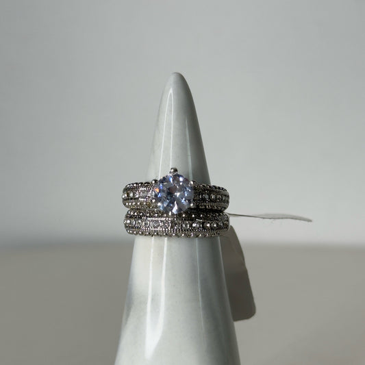Vintage Style Engagement Wedding Ring Set - Size 5