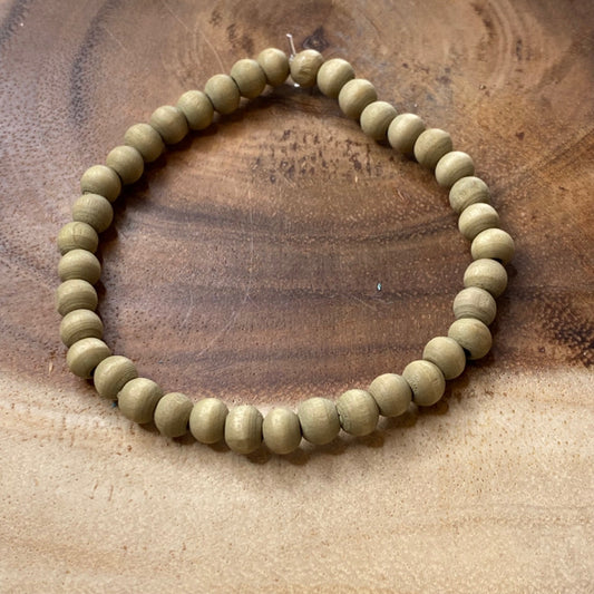Inga Ann's Beaded Bracelet - Natural Wood - 6mm