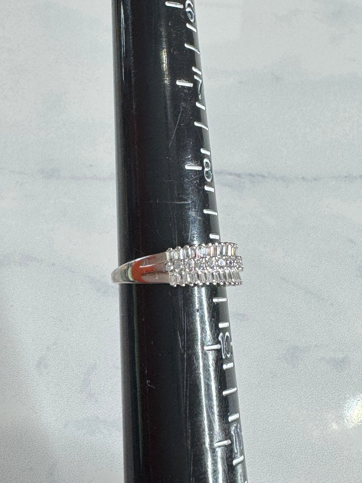 Baguette & Round Brilliant Multi-Row Cluster Statement Ring - Size 9