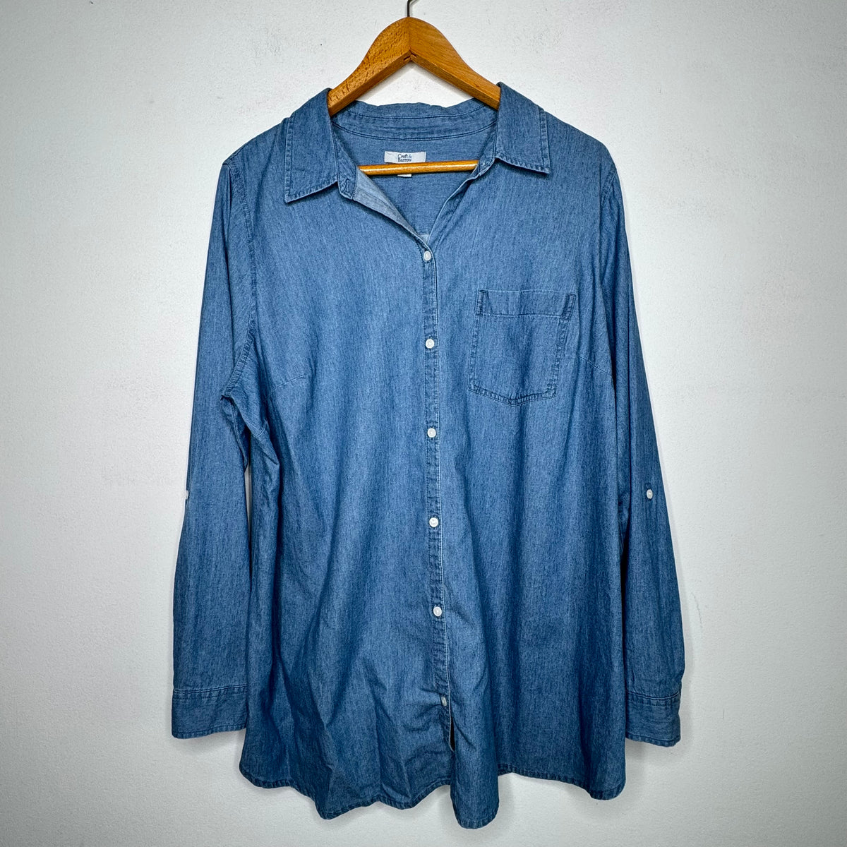 Croft & Barrow Chambray Long Sleeve Button Up Top - Size 1X