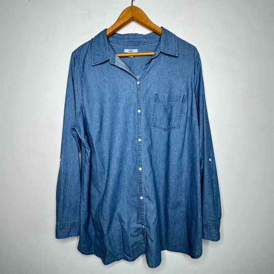 Croft & Barrow Chambray Long Sleeve Button Up Top - Size 1X