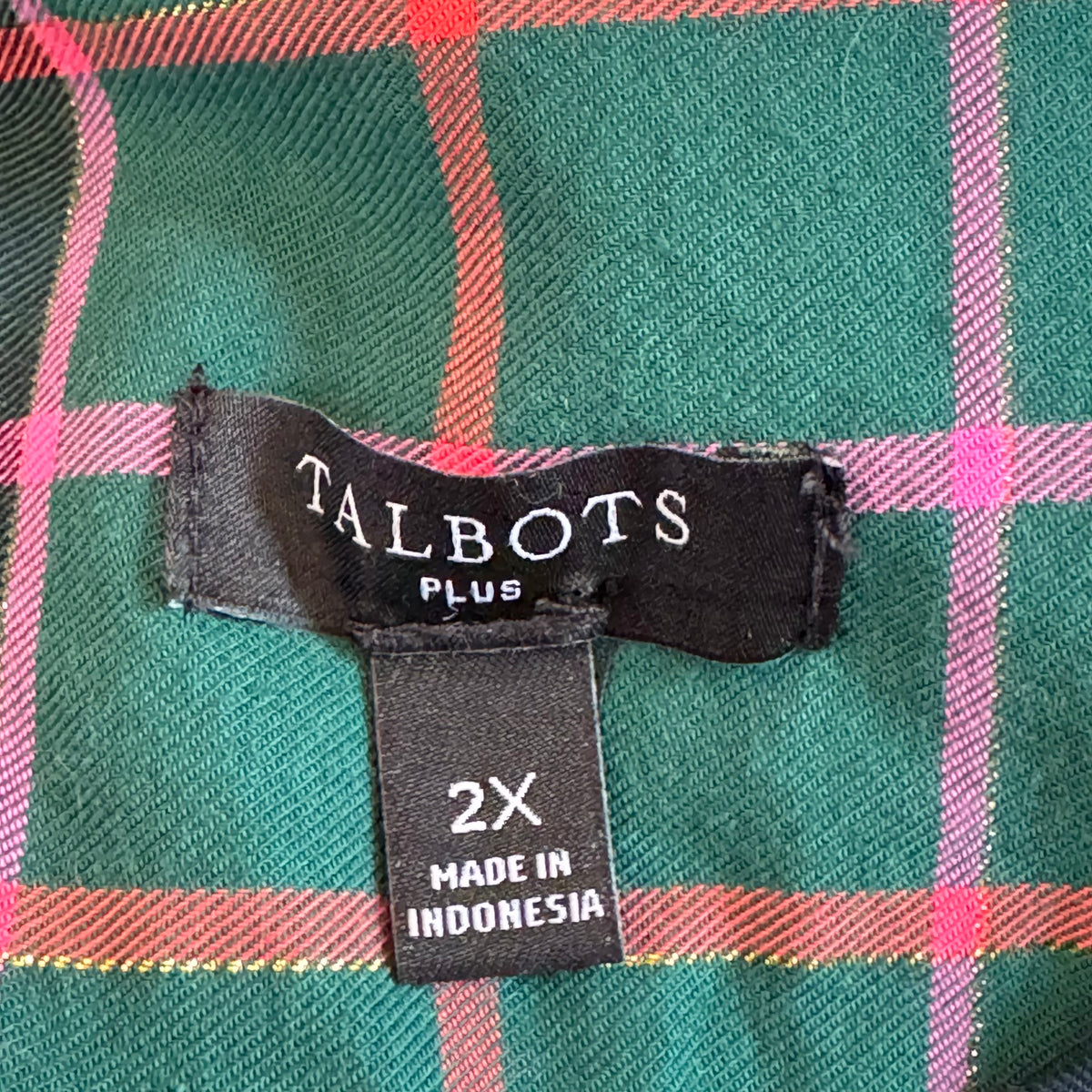Talbots Plaid Long Sleeve Button Front Top - Size 2X