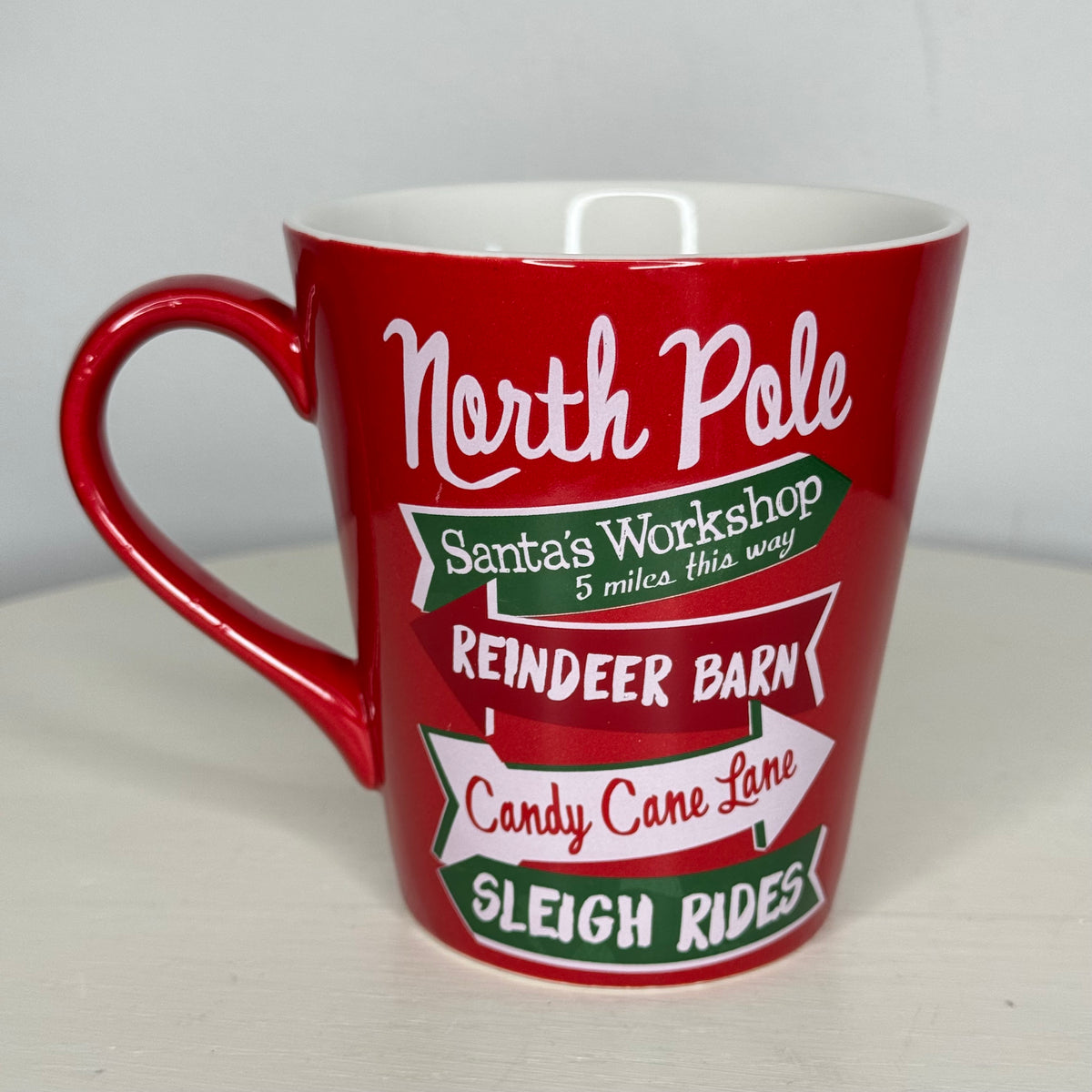 North Pole Santa’s Workshop Reindeer Candy Cane Sleigh Mug