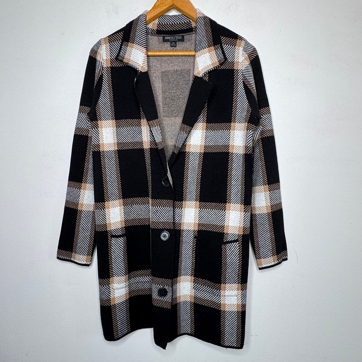 Absolutely Famous Plaid Sweater Jacket - Size Medium