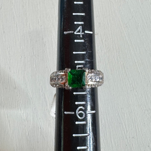 Faux Emerald Cocktail Ring - Size 5