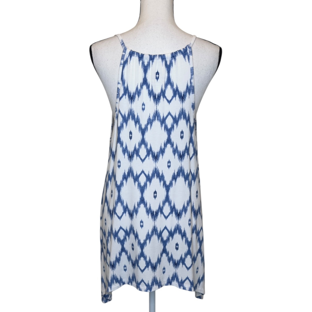 Torrid Super Soft White & Blue Ikat Print Tank Top - Size 1X