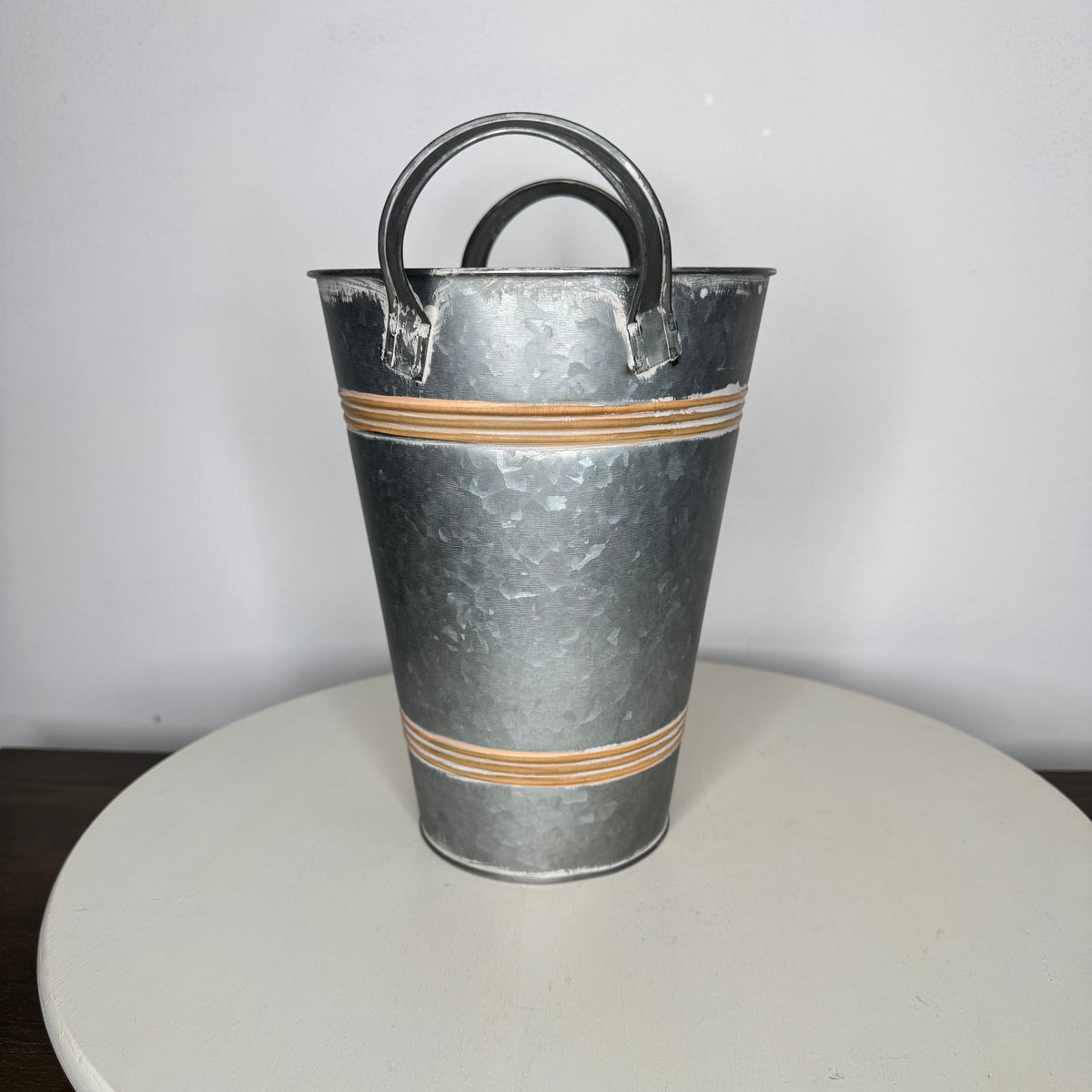 Galvanized Metal Pail With Handles - 9”
