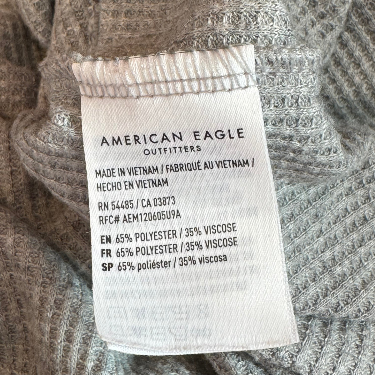 American Eagle Cropped Long Sleeve Thermal Top - Size Small