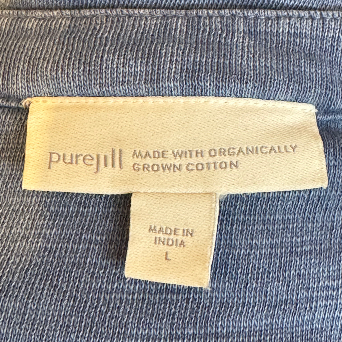 Pure Jill Tea Dyed Organic Cotton Henley Top - Size Large