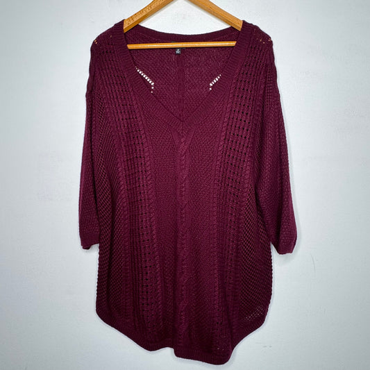 Torrid Cable Knit V-Neck 3/4 Sleeve Sweater - Size 2X