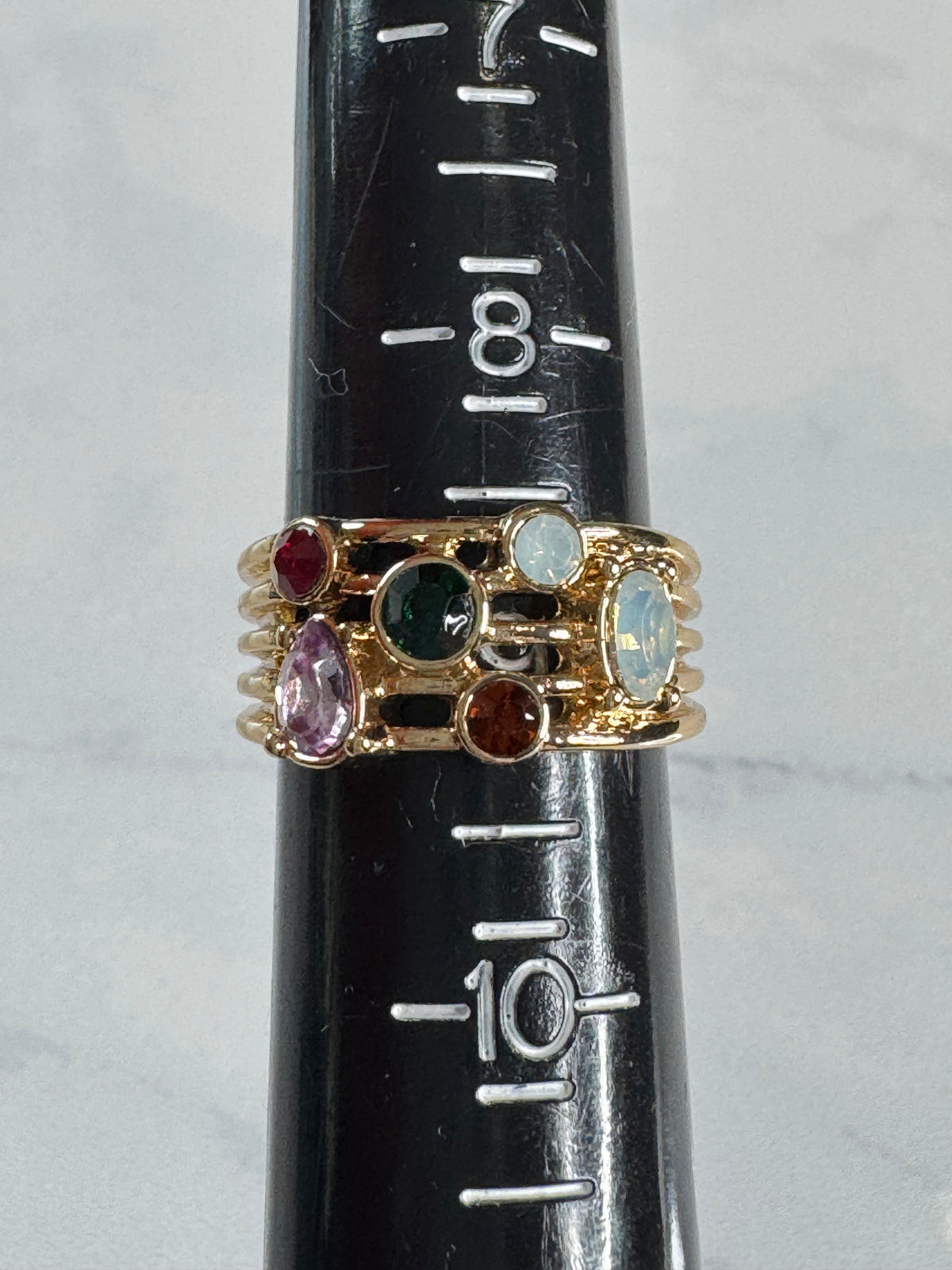 Vintage Inspired Multi-Stone Confetti Statement Ring - Size 9