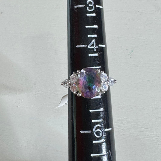 Oval Mystic Topaz Cluster Ring - Size 5