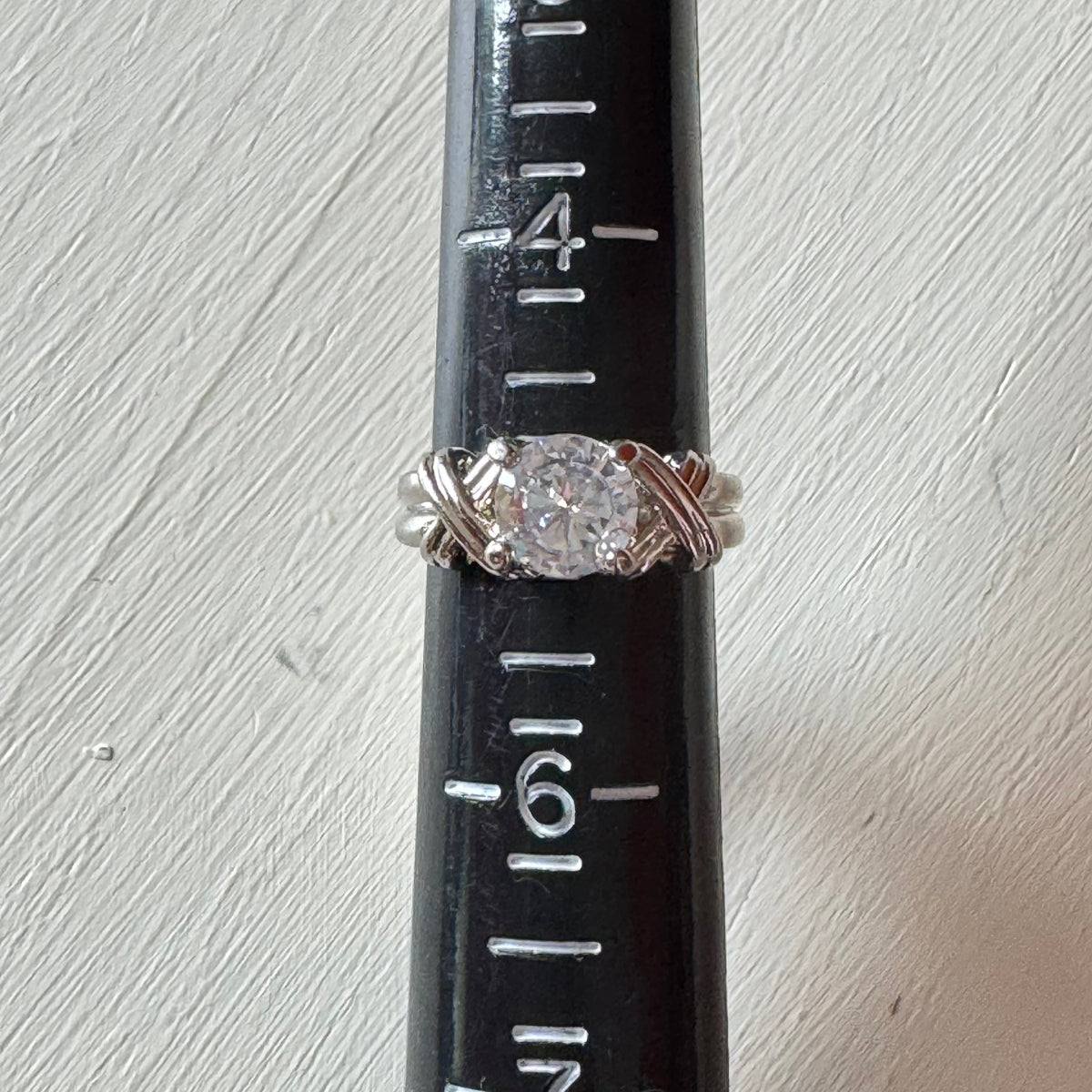 Faux Diamond Criss Cross Ring - Size 5