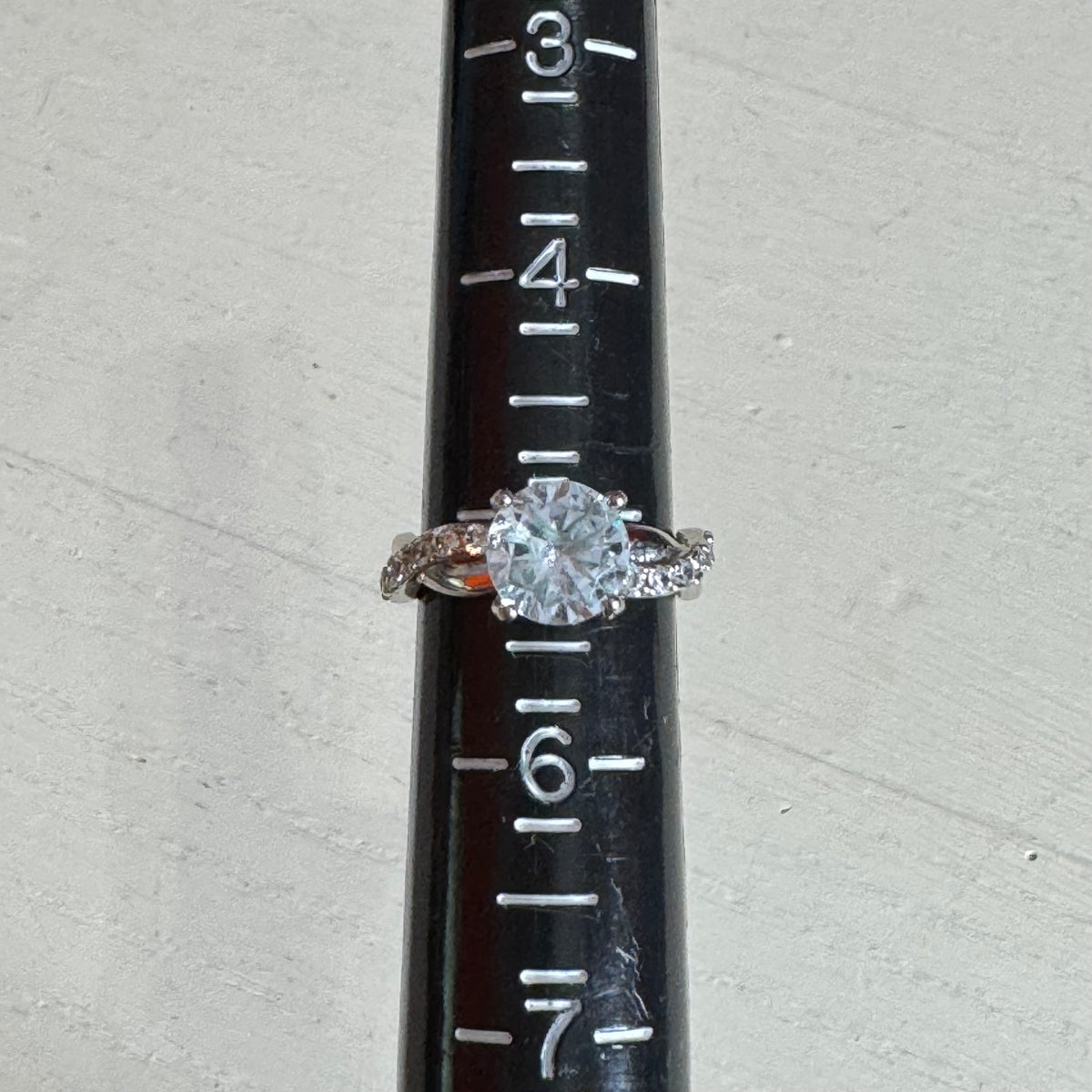 Silver Tone Crystal Infinity Cocktail Ring - Size 5