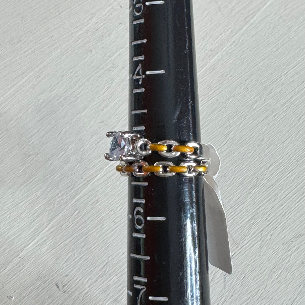 Faux Diamond Chain Link Ring Set - Size 5