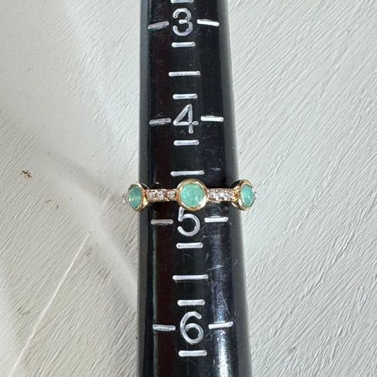 Mint Three Stone Bezel Ring - Size 5