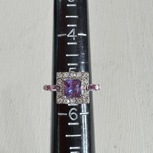 Faux Amethyst Geometric Cocktail Ring - Size 5