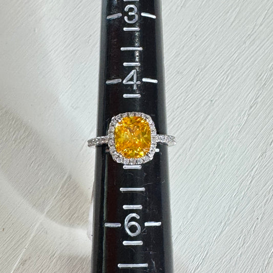 Faux Yellow Citrine Statement Ring - Size 5