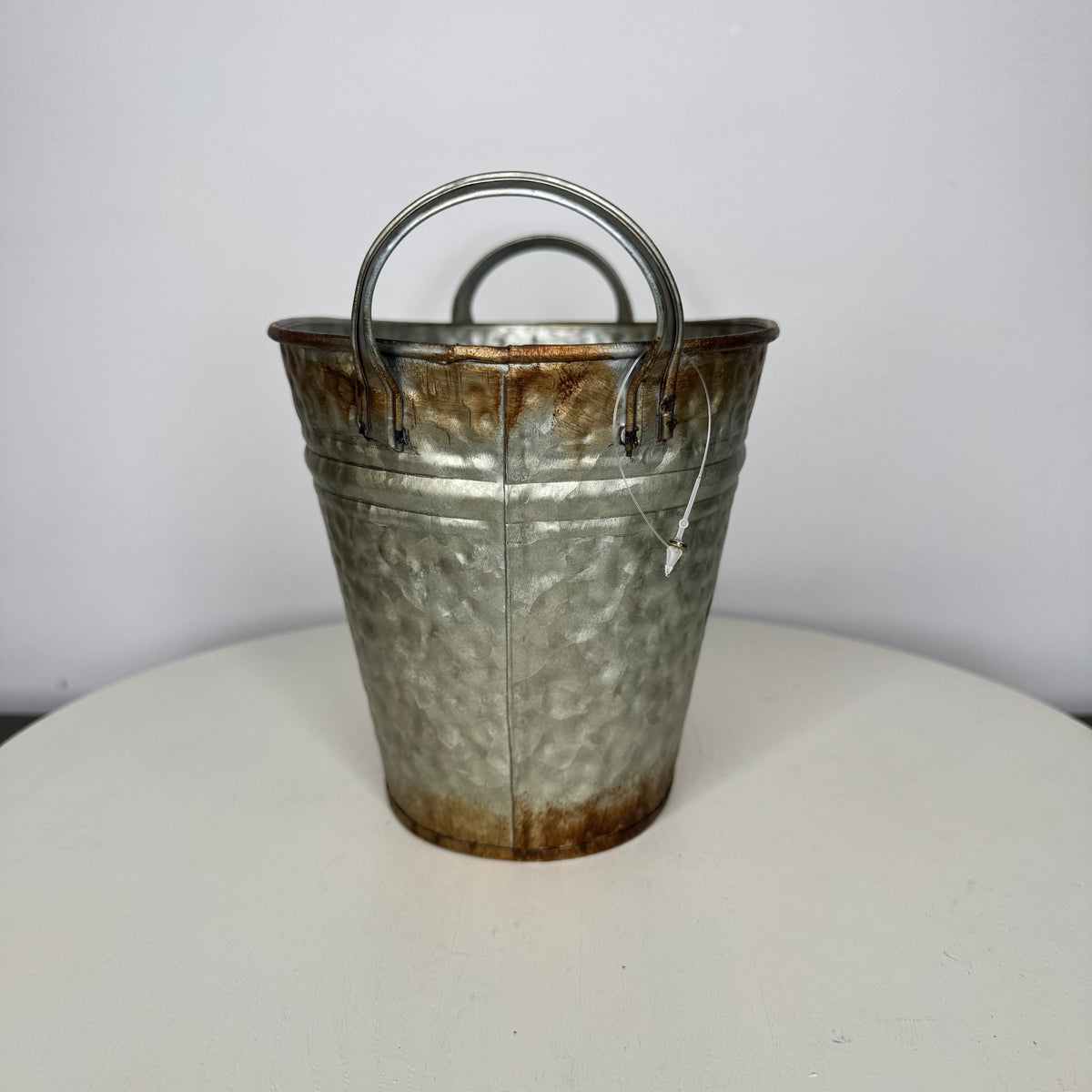 Farmhouse Galvanized Hammered Metal Pail With Handles