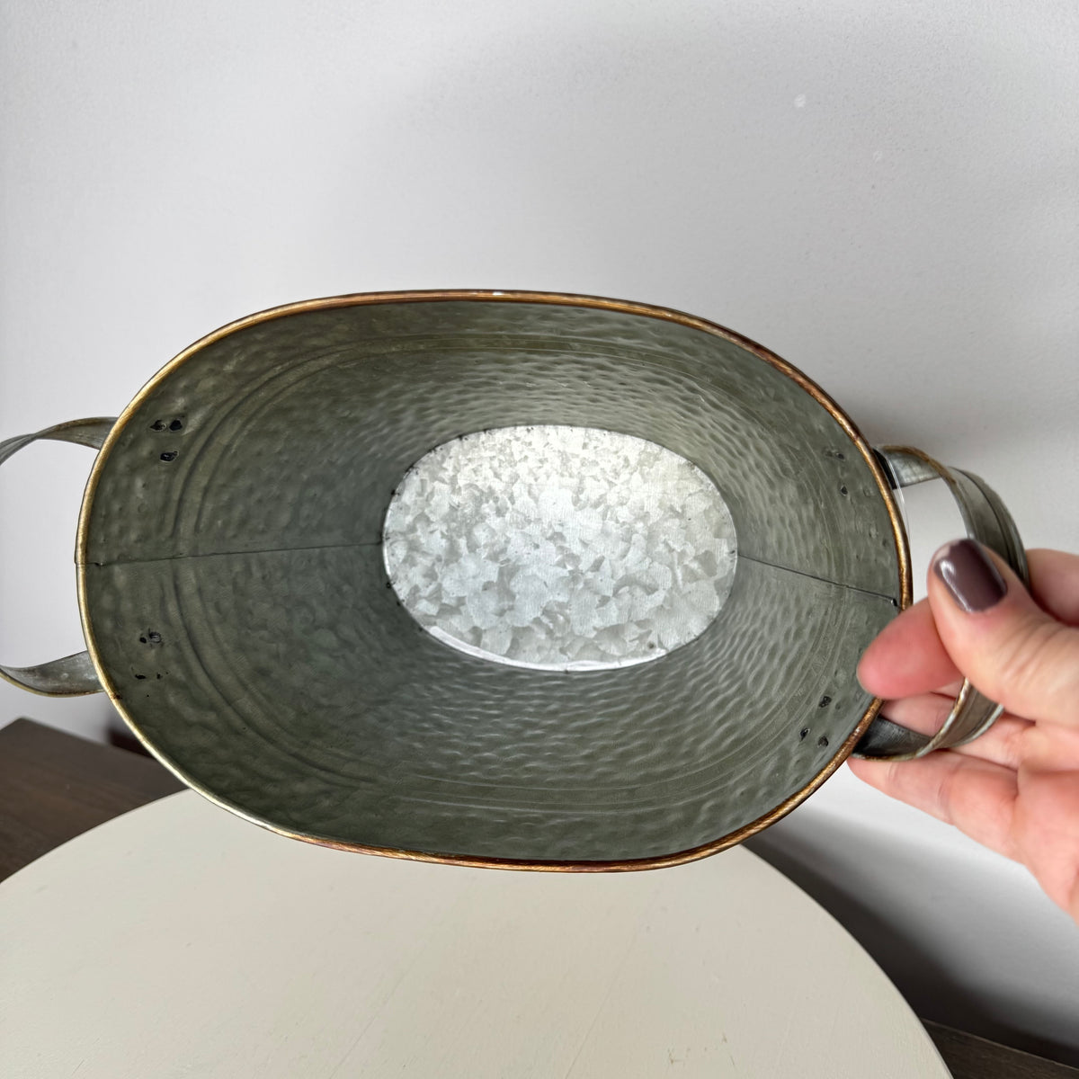 Farmhouse Galvanized Hammered Metal Pail With Handles