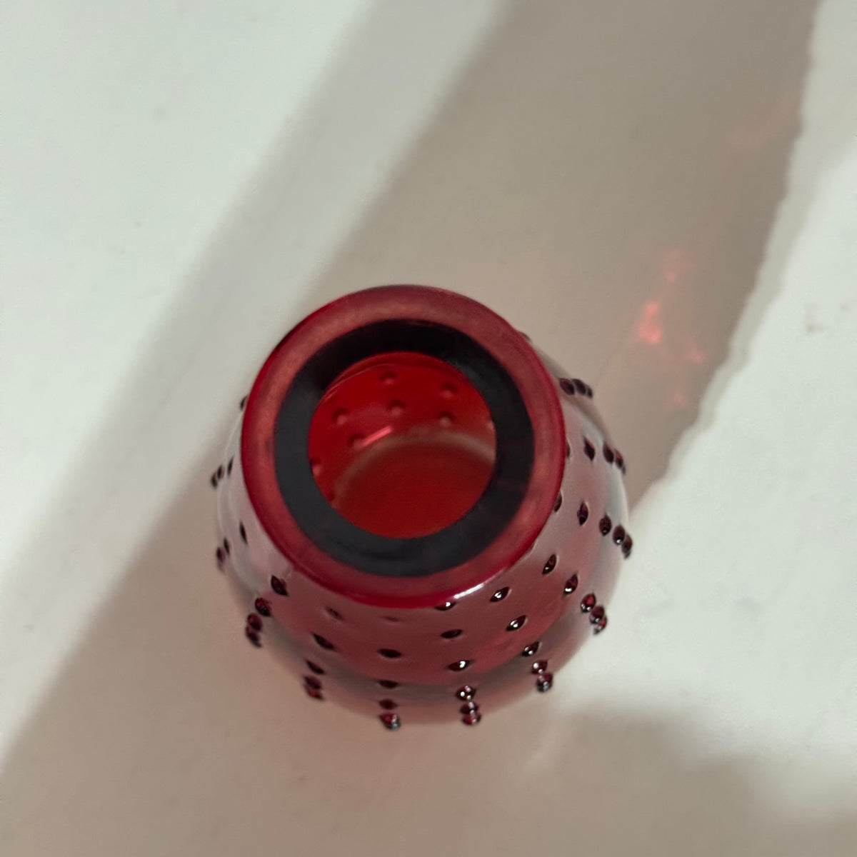 6" Red Hobnail Glass Vase
