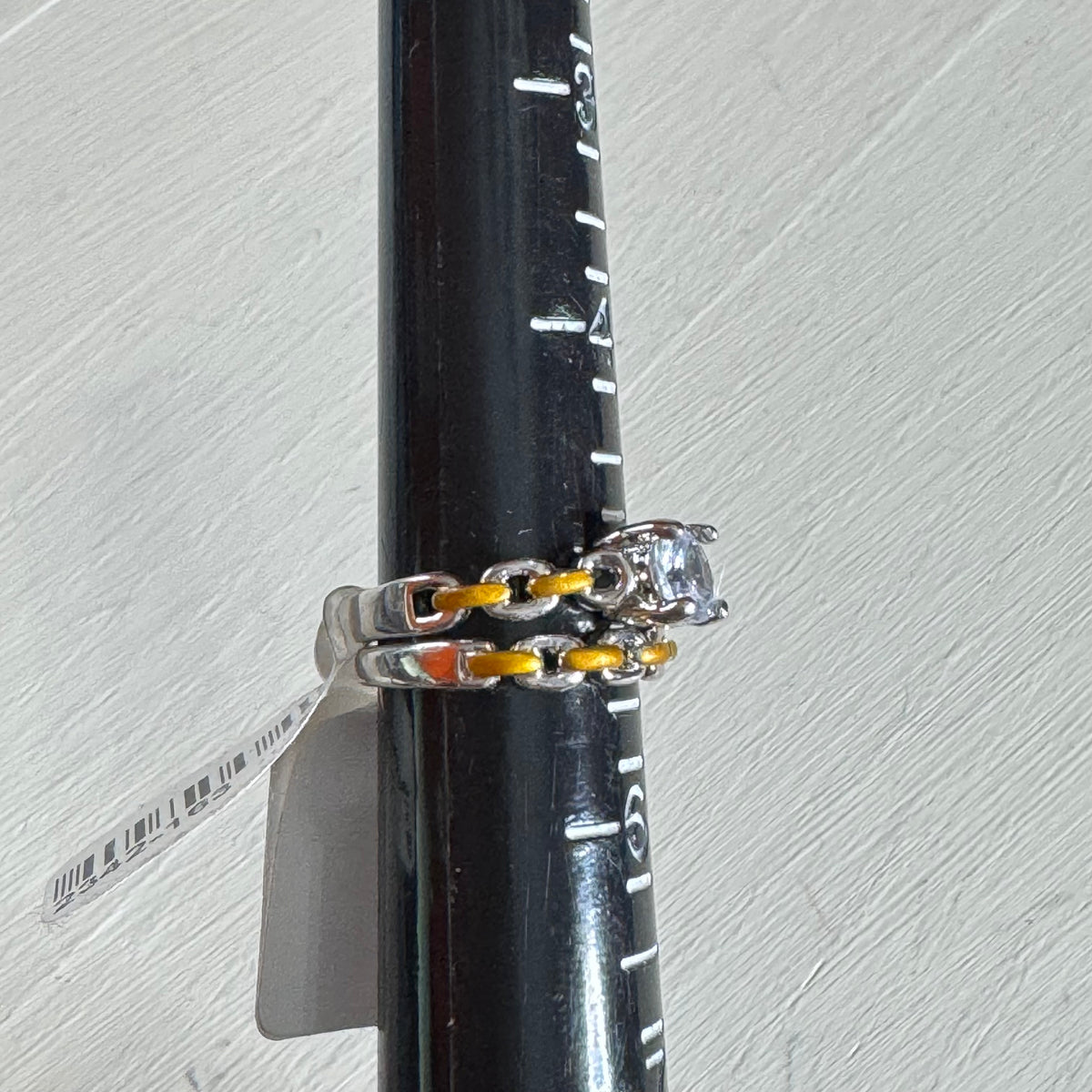 Faux Diamond Chain Link Ring Set - Size 5