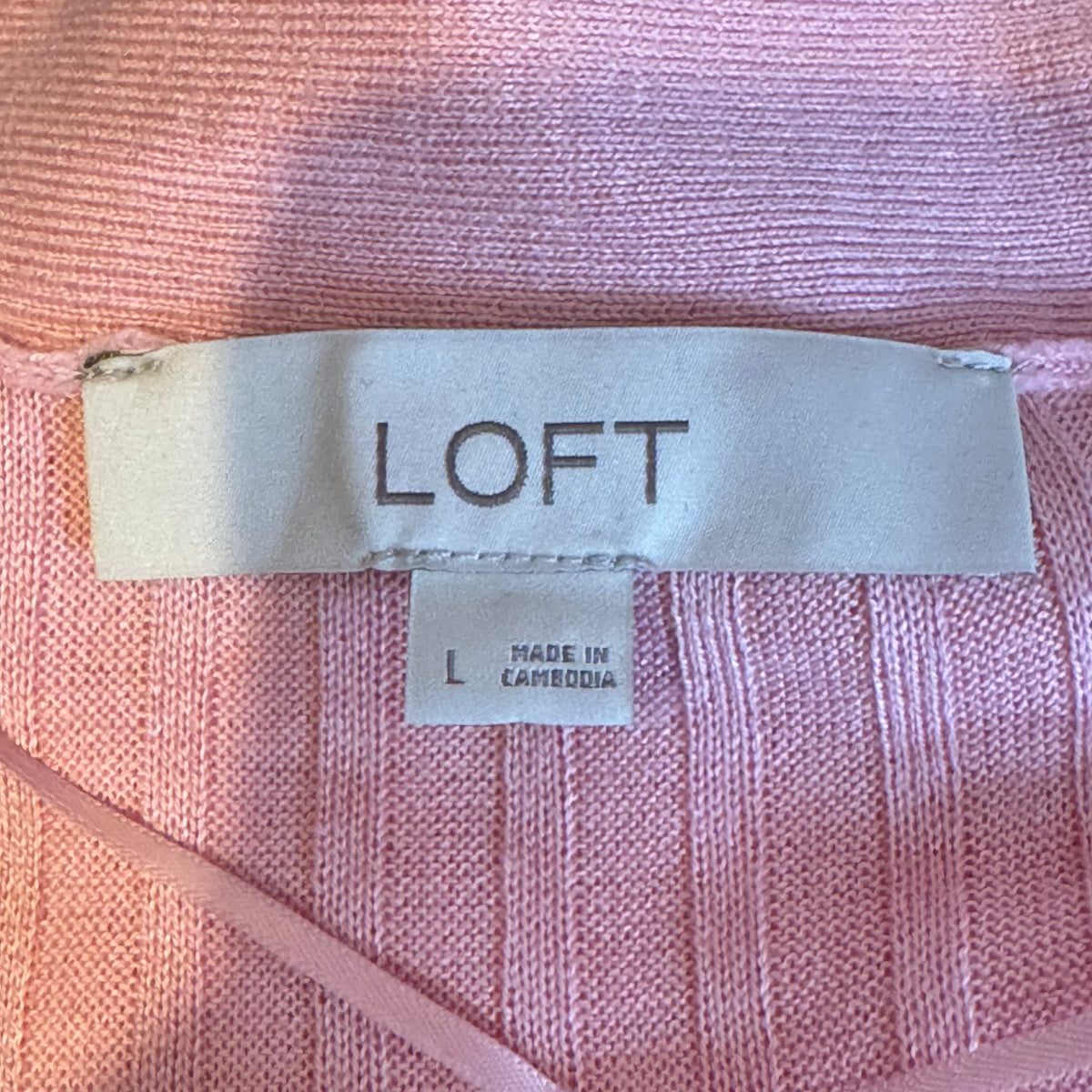 Loft Ribbed Open Front Long Sleeve Lightweight Cardigan - Size Large