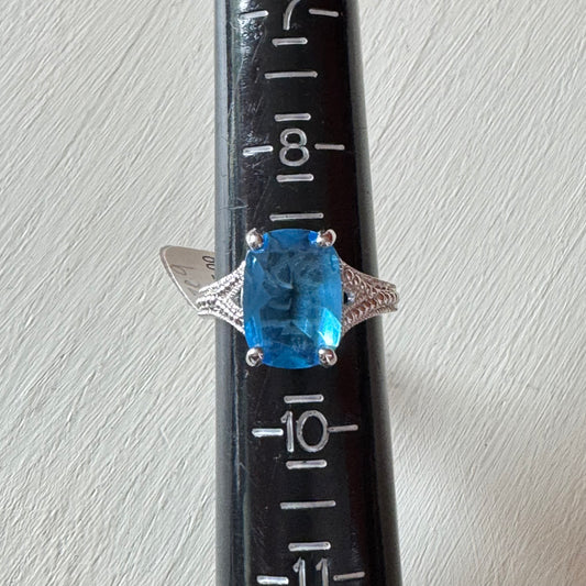 Radiant Cut Blue Topaz Style Statement Premier Designs Ring - Size 9