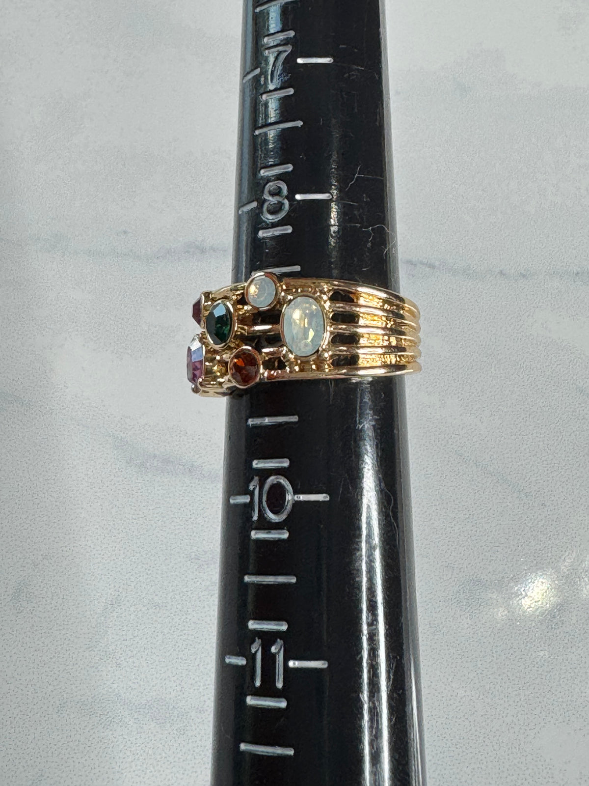 Vintage Inspired Multi-Stone Confetti Statement Ring - Size 9