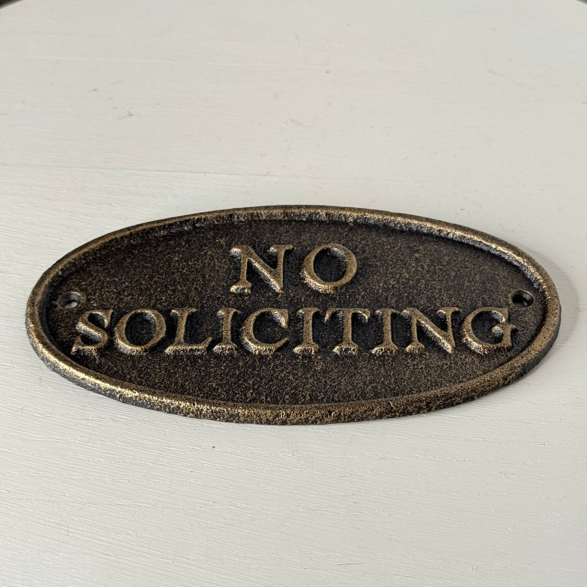 No Soliciting Cast Iron Sign